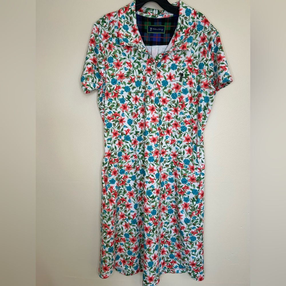 William Murray Women's Golf Classic Polo Dress Size Medium tropical floral